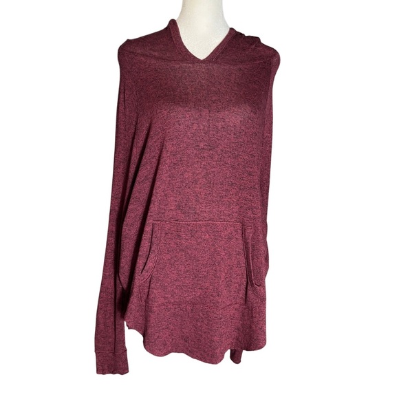 Aritzia Tops - TNA Burgundy Marled Lightweight Hoodie M Cozy Loungewear Athleisure Layering Top